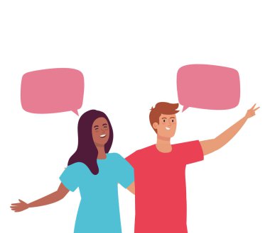 Mutlu çift konuşma baloncuklarıyla konuşuyor, bayramı kutluyor.