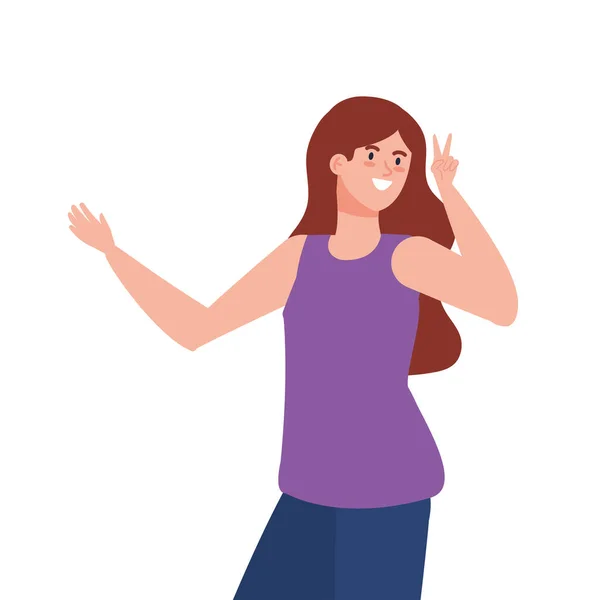 Mujer feliz, estilo de vida saludable, celebración de vacaciones — Vector de stock