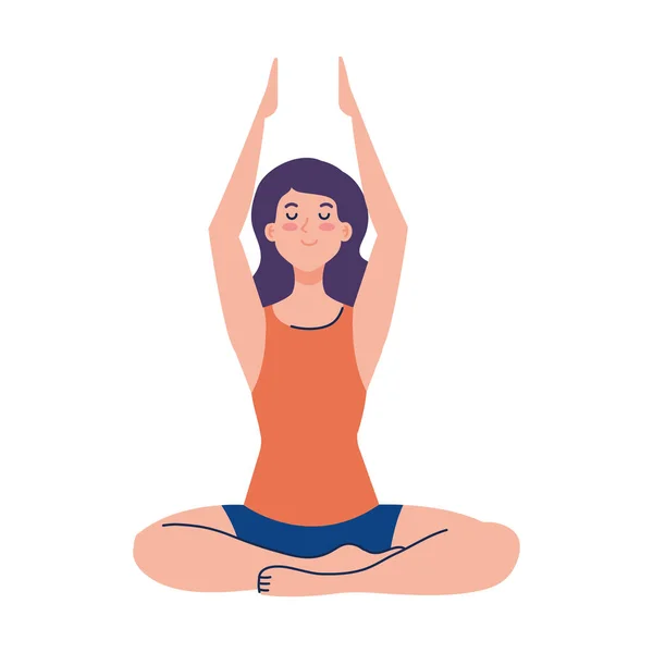 Meditación de la mujer, concepto para el yoga, meditación, relajación, estilo de vida saludable — Vector de stock