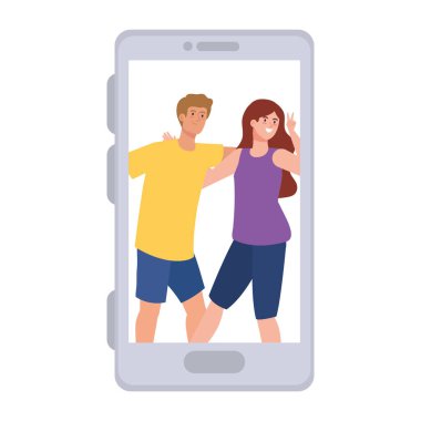 Online parti, çift, karantinada online parti, video konferans, parti web kamerası çevrimiçi tatil