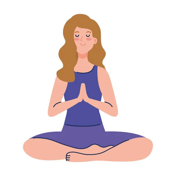 Meditación de la mujer, concepto para el yoga, meditación, relajación, estilo de vida saludable — Vector de stock