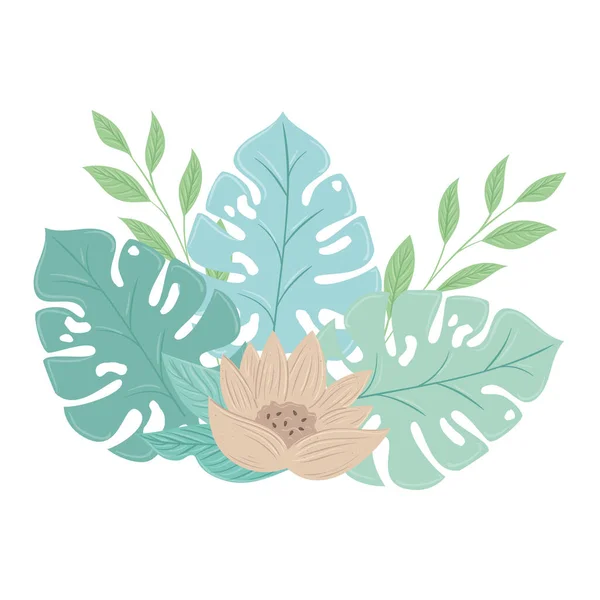 Blütenfarbe Pastell mit Zweigen und Blättern, Naturkonzept — Stockvektor