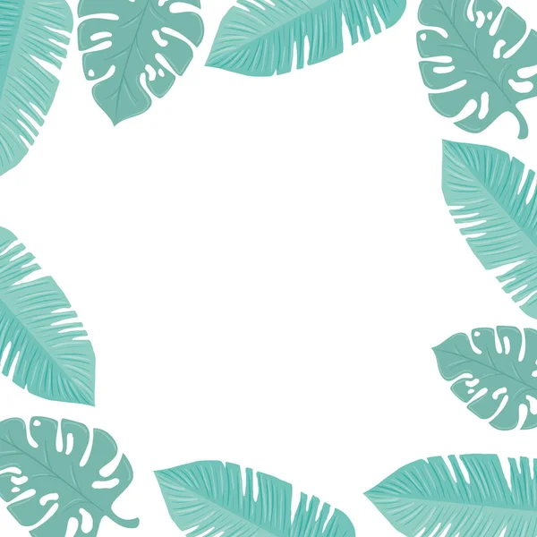 Рамка тропических листьев пастельного цвета на белом фоне — стоковый вектор