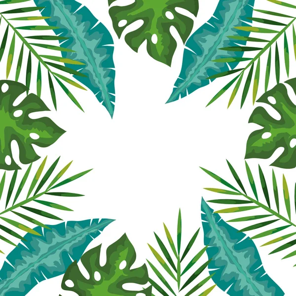 Cadre de branches aux feuilles tropicales, concept nature — Image vectorielle