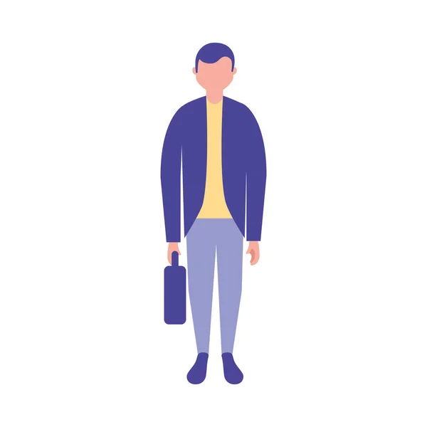Μεμονωμένος άνθρωπος avatar με σχέδιο διάνυσμα βαλίτσα — Διανυσματικό Αρχείο