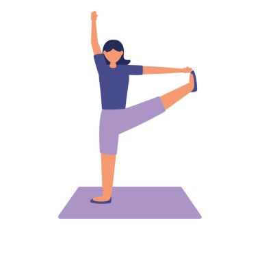 Matt vektör tasarımında yoga yapan kadın