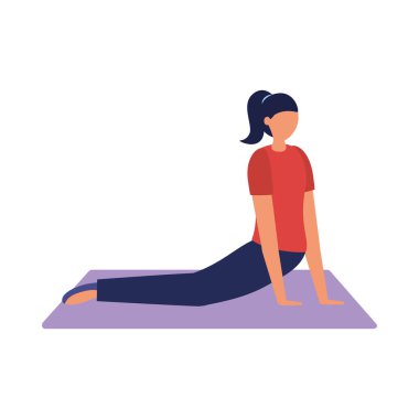 Matt vektör tasarımında yoga yapan kadın
