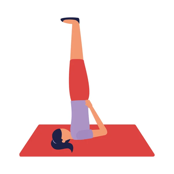 Frau macht Yoga beim Mattenvektordesign — Stockvektor