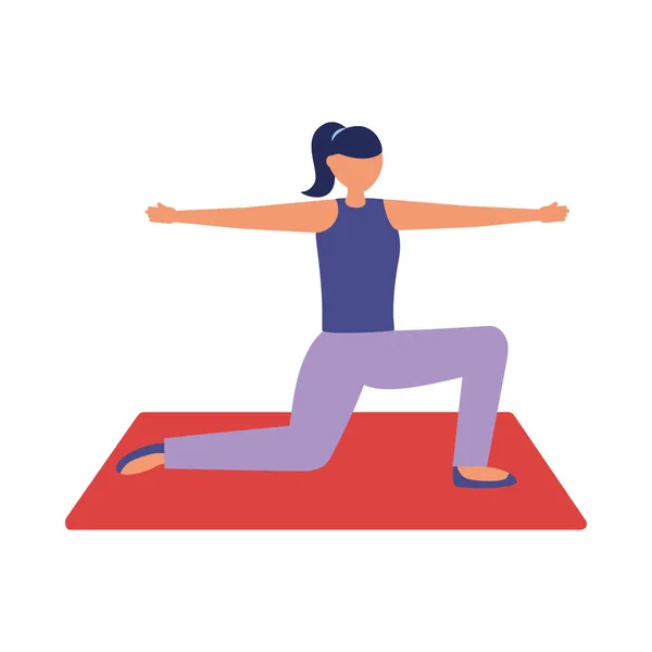 Donna che fa yoga a mat design vettoriale — Vettoriale Stock