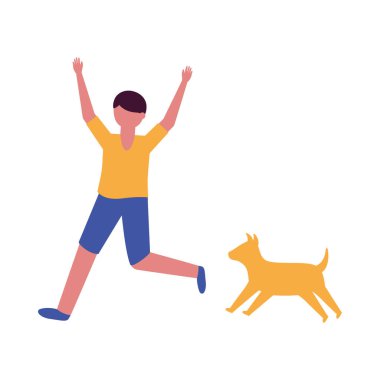 Köpek vektör tasarımı ile izole edilmiş avatar adam