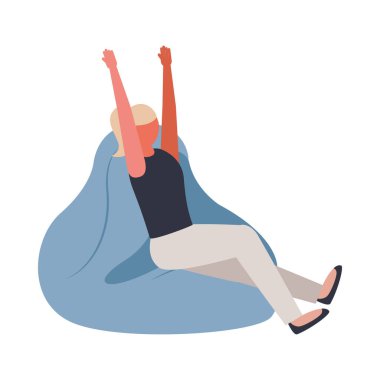 Puf vektör dizaynında izole edilmiş avatar kadın