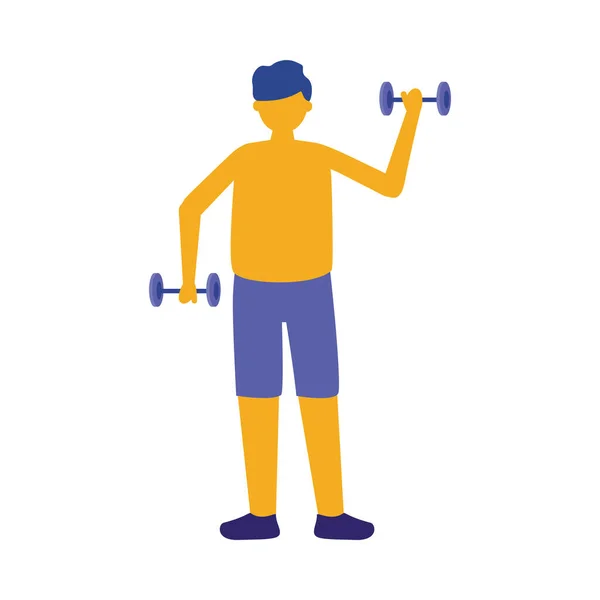 Man with sportswear doing exercise with weights vector design — Stock Vector