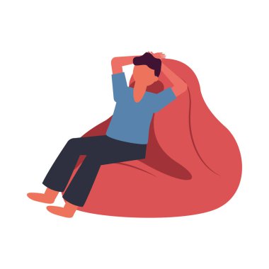 Puf vektör tasarımında izole edilmiş avatar adam