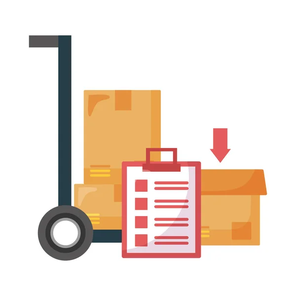 Delivery boxes cart and document vector design — Stock Vector