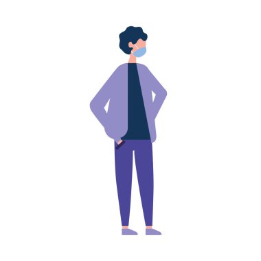 Tıbbi maskeli adam vektör tasarımı