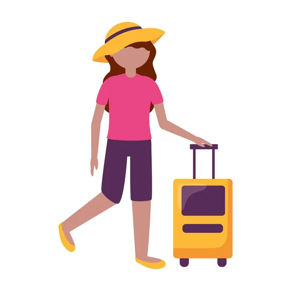 Mujer Avatar con diseño de vectores de bolsa y sombrero — Vector de stock