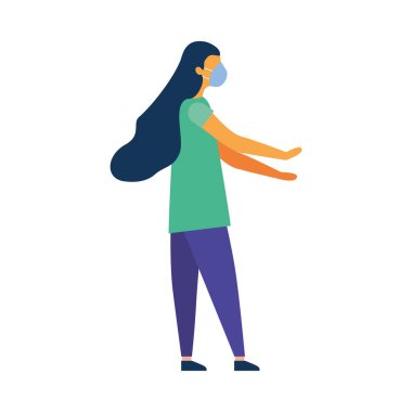 Tıbbi maskeli kadın vektör tasarımı