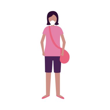 Tıbbi maskeli kadın vektör tasarımı