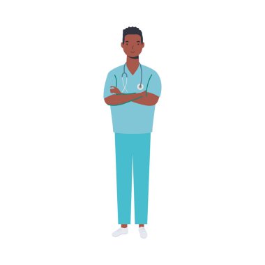 Üniformalı vektör tasarımlı erkek doktor