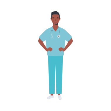 Üniformalı vektör tasarımlı erkek doktor