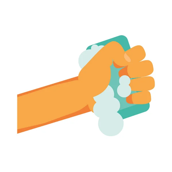 Hands washing with soap and bubbles vector design — Stock Vector