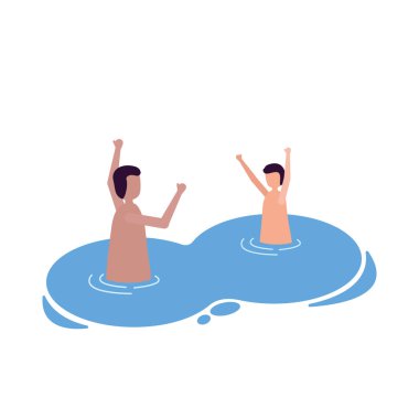 Havuz vektörü tasarımı yapan çocuklar