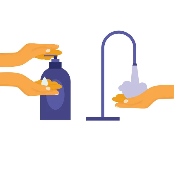 Lavagem de mãos isoladas e design de vetor de garrafa desinfetante — Vetor de Stock