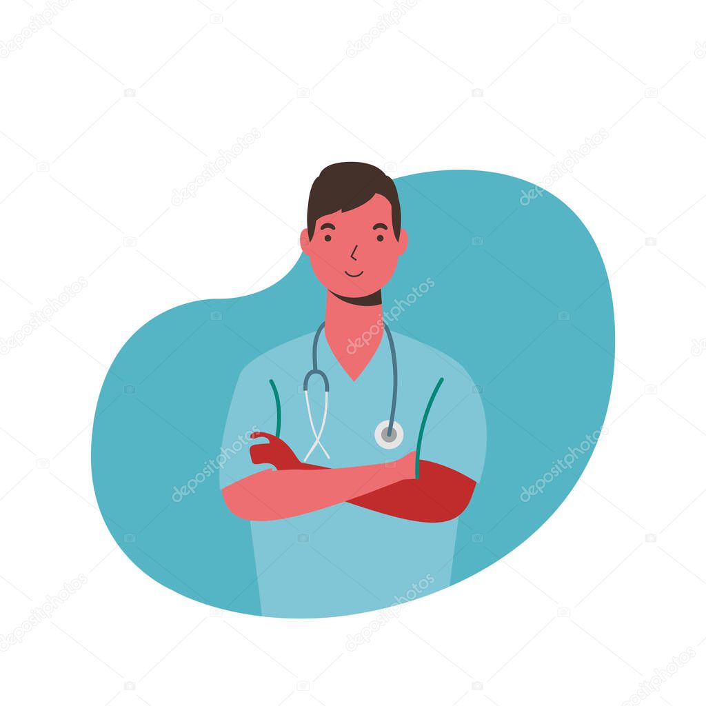 male doctor with uniform vector design