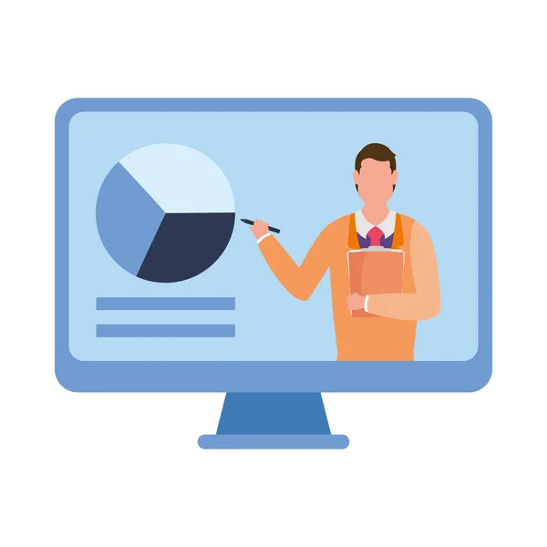 Man avatar on computer in video chat vector design — Stock Vector