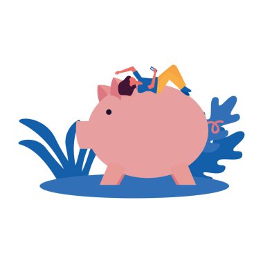 Domuzcuk vektör tasarımlı akıllı telefonlu kadın avatarı