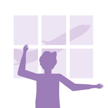 Havaalanı vektör tasarımında insan silueti