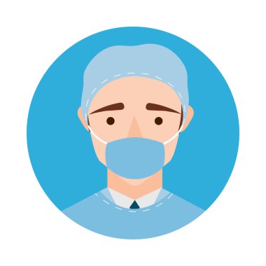 Üniformalı ve maskeli doktor.