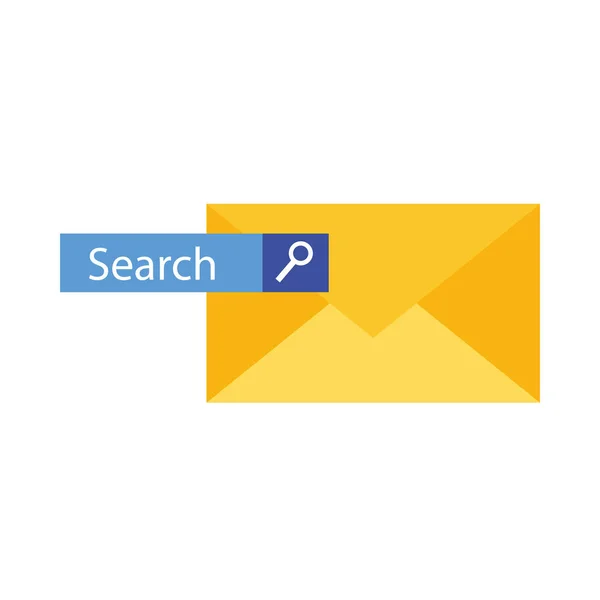 Message d'enveloppe avec conception vectorielle de bouton de recherche — Image vectorielle