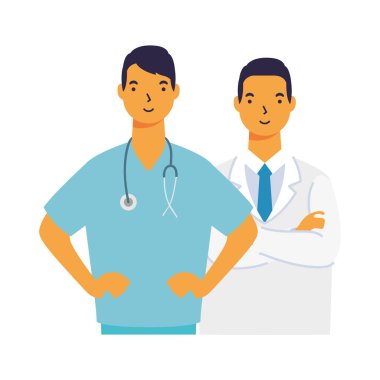 Üniformalı vektör tasarımlı erkek doktorlar