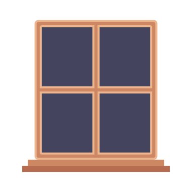 İzole ahşap pencere vektör tasarımı