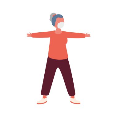 Tıbbi maskeli kadın vektör tasarımı