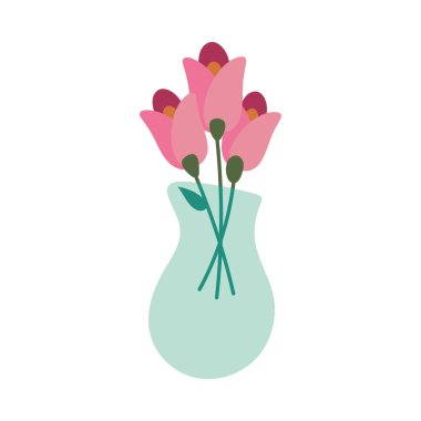 Kavanoz vektör tasarımında izole çiçekler