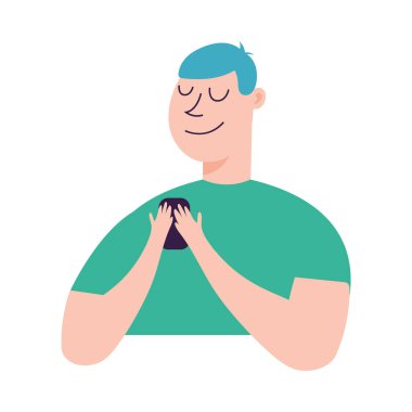 Akıllı telefon vektör tasarımı ile izole edilmiş avatar adam