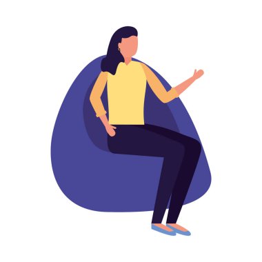 Puf vektör dizaynında izole edilmiş avatar kadın