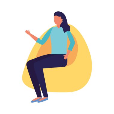 Puf vektör dizaynında izole edilmiş avatar kadın