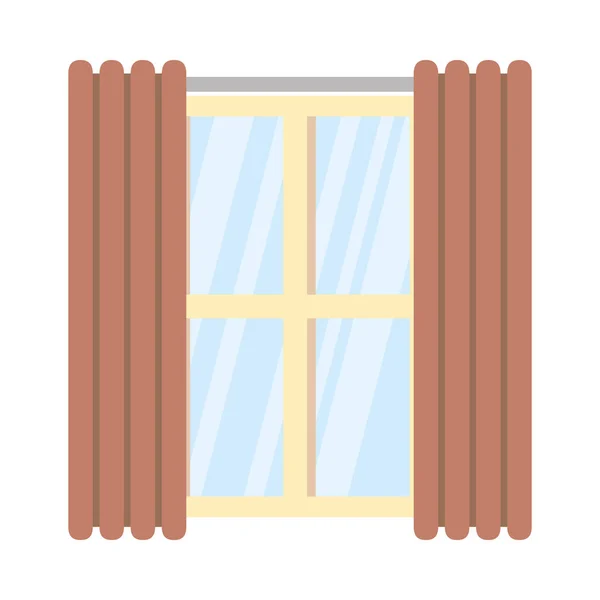 Ventana aislada con cortinas de diseño vectorial — Vector de stock