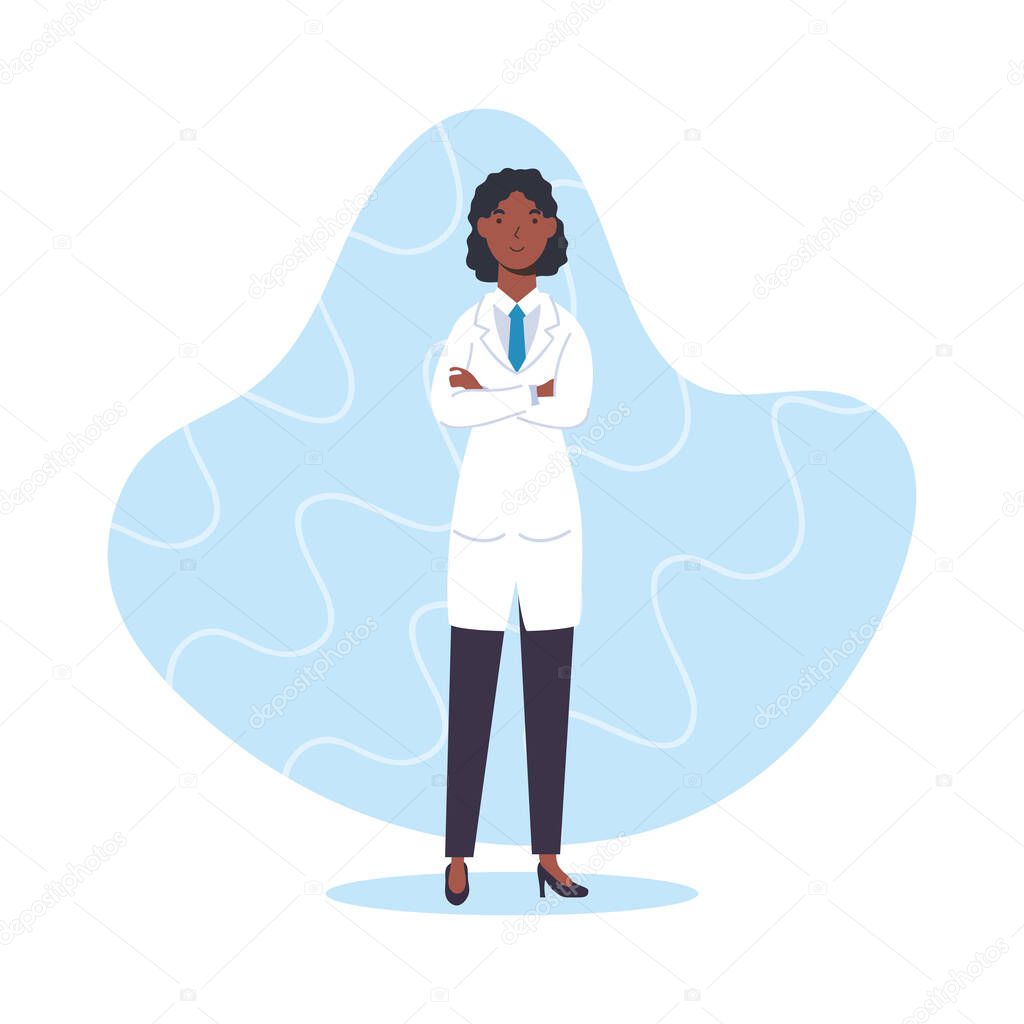 afro doctor essential worker character icon