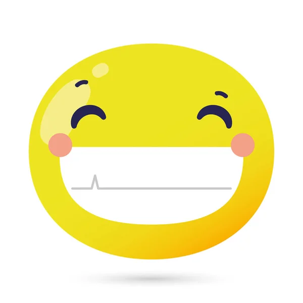 Emoji faccia felice divertente personaggio — Vettoriale Stock