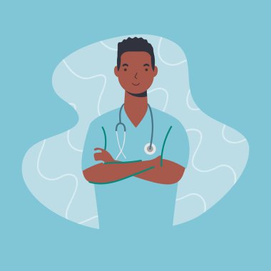 Afro cerrah doktor gerekli işçi karakteri