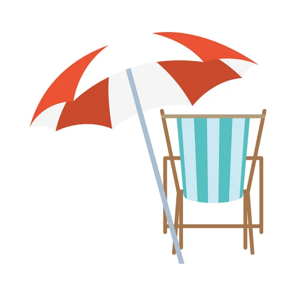 Diseño vectorial de paraguas de silla solar a rayas aisladas — Vector de stock