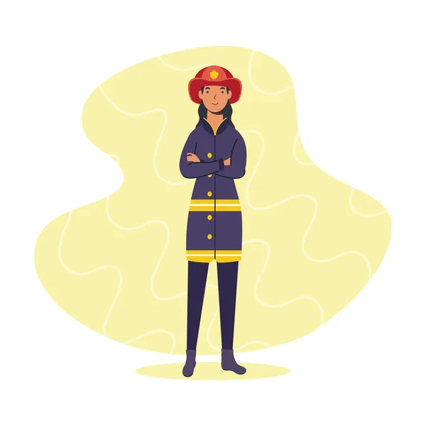 Жіночий пожежний персонаж обов'язковий працівник — стоковий вектор