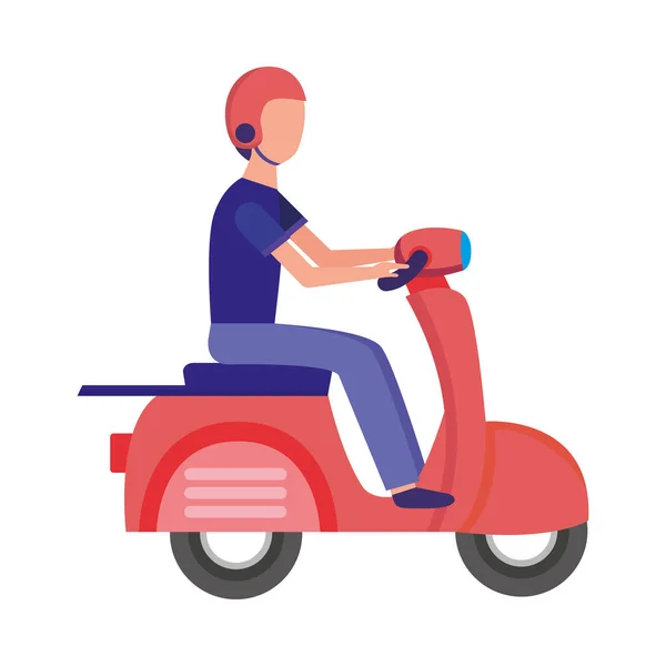 Homem avatar isolado com capacete no design de vetor de motocicleta — Vetor de Stock