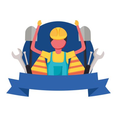 Kurdele vektör tasarımlı inşaatçı
