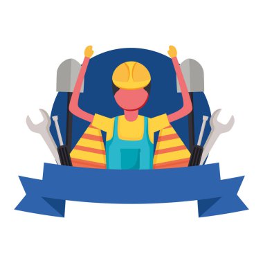 Kurdele vektör tasarımlı inşaatçı