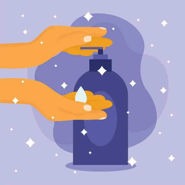 Χέρι πλύσιμο και αποστείρωση μπουκάλι διανυσματικό σχεδιασμό — Διανυσματικό Αρχείο